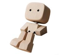 Figurine d'homme en bois qui secoue les pieds, décoration de bureau avec 12 visages magnétiques pour décoration de tableau de bord de voiture (A)