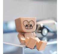 Figurine d'homme en bois qui secoue les pieds, désodorisant de voiture en bois fait à la main, ornement en bois avec émoticône magnétique remplaçable, parfum de voiture de poupée en bois