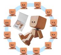Figurine D'Homme En Bois Secouant, Charmante Petite Figurine En Bois Bancale Avec 12 Expressions MagnéTiques, Cadeaux CréAtifs, Ornement De Voiture Bancale En Boiss Fait à La Main Et De Bureau (1PCS)