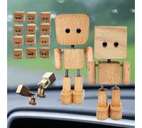 Figurine d'homme en bois secouant, charmante petite figurine en bois qui se balance avec 12 expressions magnétiques, adorable corps secouant, fait à la main, décoration de bureau