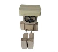 Figurine d'homme en bois secoué avec 12 visages magnétiques et mouvement dynamique, poupée en bois faite à la main pour tableau de bord de voiture, bureau ou espaces compacts (C)