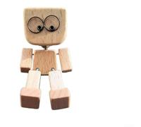 Figurine d'homme en bois secoué faite à la main avec 12 visages, poupée dynamique pour décoration de tableau de bord de voiture, bureau, 8,1 cm, couleur grain de bois naturel (B)