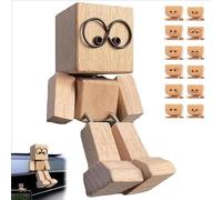 Figurine d'homme en bois tremblant, Charming Little Wooden Figure That Sways Desktop Ornament - Handmade Shaking Feet Wooden8x5cm Doll, Ideal for Home, Study, Living Room and Car Dashboard Decoration