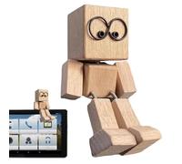 Figurine d'homme en Bois Tremblant, Ornements en Bois d'homme d'action pour La Maison, Dolls en Wooden, Ornament De Bureau De Voitures, Hommes Magnétiques pour Décorations De Tableau De Bord De Voit