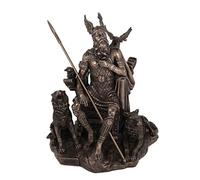 Figurine dieu Odin sur son trône en résina aspect bronze collection Véronèse