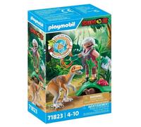 Figurine dinosaures - PLAYMOBIL - Vélociraptor et explorateur avec lasso - 18 pièces - Multicolore - Dès 3 ans