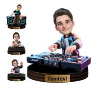Figurine DJ féminine personnalisée, bibelot, portrait, caricature, plaque nominative, plaque personnalisée, dessin animé, producteur de musique Deejay, sculpture ornement en acrylique, plaque unique