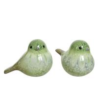 Figurine d'oiseau 7 x 10 cm en céramique - 1 pièce assortie - Oiseau décoratif à poser - Figurine d'oiseau à poser - Décoration de Pâques - Figurine d'animal - Décoration de printemps - Vert