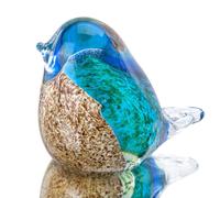 Figurine d'oiseau en verre souffl fait main Qf Glass, cadeau de No l ou d'anniversaire, ornements d coratifs pour la maison, presse-papier bleu