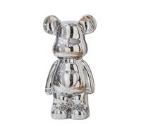 Figurine d'ours en céramique 17 cm argent l Sculpture d'ours en peluche esthétique - brique figurine de décoration moderne pour chambre étagère bureau décoration maison objet d'art