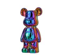 Figurine d'ours en céramique 17 cm Coloré l Sculpture d'ours en peluche esthétique - Brique Figurine de décoration moderne pour chambre Étagère Bureau Décoration à domicile Objet d'art Pop A