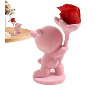 Figurine d'ours, Statue 'Ours,Ours de Fleurs pour Petite Amie Ornement | Décoration de Bureau Romantique pour Les Femmes Maman Anniversaire de Saint pour Maman pour Elle