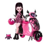 Figurine Draculaura avec scooter - Monster High - Draculaura Vamptastic Scooter - 21,30 x 27,90 x 9,74 cm - Multicolore