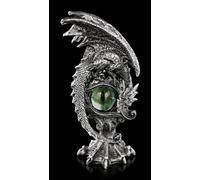 Figurine dragon avec œil en vert émeraude - 17,5 cm - Statue décorative - Figurine décorative - Dragon - Objet de collection pour les amateurs de dragon