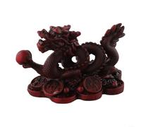Figurine dragon chinois de bon augure en résine pour décoration Feng Shui encourageant la richesse et le succès pour la maison et le bureau (rouge)