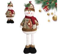 Figurine du Père - Décoration De Bonhomme De Neige avec Pieds Extensibles, Rembourrage en Tissu De Coton | Posable pour Étagère, Table, Bureau, Salon, Arbre, Nappe, Pièce Maîtresse