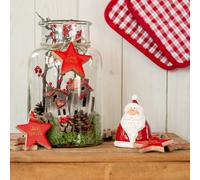 Figurine du Père Noël Set 13 cm Rouge - Céramique Décoration, Atmosphère festive, Décoration de table, Noël, Set de 2