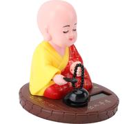 Figurine du petit moine alimentée par l'énergie solaire Couleur vive Ornement de tableau de bord de voiture Décoration intérieure