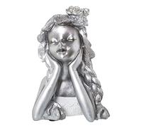 Figurine d'un Buste d'une Fille en résine argentée 17 x 14 x 26 cm