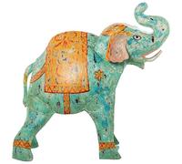 Figurine d'un éléphant en métal Bleu et Jaune 80 x 37 x 87 cm