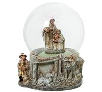 Figurine d'une Boule de Neige avec la Sainte Famille dans des Tons naturels 5 x 13 x 7 cm