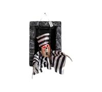 Figurine dynamique de manifestation de tronçonneuse avec transducteur de mouvement réaliste démarré globes LED et sons d'horreur pour une utilisation à l'intérieur Eerie Glow Prisoner Stay