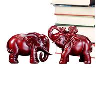 Figurine Éléphant en Bois,Statuette Animale Sculptée à la Main | Paire de Sculptures Décoratives pour Bureau, Table, Chambre, Salon ou Étagère en Intérieur