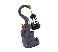 Figurine éléphant en résine avec lampe solaire pour terrasse, balcon | Décoration extérieure, pelouses, statues de jardin, cadeaux uniques de pendaison de crémaillère et de Pâques