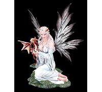 Figurine elfe Tagaria tenant dragon garçon sur bras | Statue de Fairy Fantasy