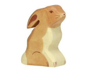 Figurine en bois Animaux de la ferme Lapin Assis 6cm Holztiger®