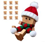 Figurine en bois fabriquée à la main pour étagère de tableau de bord ou espace de travail avec 12 visages magnétiques amovibles (A)