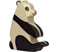 Figurine en bois HOLZTIGER - Panda assis - Peint à la main - Pour enfant à partir de 3 ans