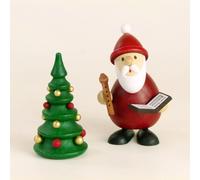 Figurine en Bois Père Noël Avec Carnet de Notes Hxl 9x6cm Neuf Seiffen Déco