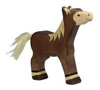 Figurine en bois Poulain foncé HOLZTIGER G