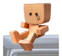 Figurine En Bois Pour Tableau De Bord - Homme En Bois Avec Pieds Secouant Pour Voiture,Décoration Intérieure Pour Véhicules Console Table Bibliothèque Bureau Maison