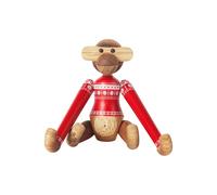 Kay Bojesen Figurine en bois singe mini avec pull de Noël teck/limba/rouge LxHxP 10x9,5x4cm