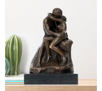 Figurine en bronze fabriquée à la main - Le baiser de Rodin | Sculpture romantique emblématique pour décoration de maison et de bureau pour collectionneurs d'art et amateurs | Œuvre d'art élégante