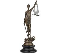 Figurine en bronze Lady Justice avec balance et épée - Figurine de Justitia sur socle en marbre - 7,5 x 7,5 x 23,5 cm - Décoration élégante pour le cabinet, le bureau ou le salon