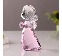 Figurine en cristal petit ange Noël anniversaire cadeaux Chérubin Figurine presse-papier décor ornements art pièce de collection (Rose)