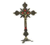 Figurine en métal vintage en forme de croix de Jésus Crucifié Art catholique Chrétien Statue Maison Chambre Salon Voiture Décor