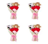 Figurine en Peluche de Vache des Highlands, Jouet en Peluche Doux avec cœur et Cravate Rose, Cadeau pour garçons et Filles