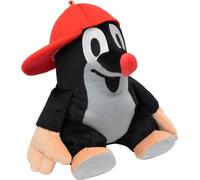Figurine en peluche La petite taupe avec casquette de baseball rouge, assise 31cm