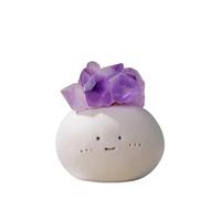 Figurine en pierre de cristal naturelle avec jolie base en argile, mini pierre précieuse décorative pour la maison, le bureau, la décoration et cadeau (fleur à dents d'améthyste)