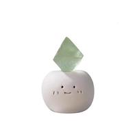 Figurine en pierre de cristal naturelle avec jolie base en argile, mini pierre précieuse décorative pour la maison, le bureau, la décoration et cadeau (octaèdre en fluorite verte)