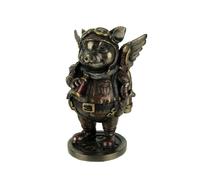 Figurine en r sine de cochon volant aviateur steampunk Veronese Design 5 1/4"" finition bronze
