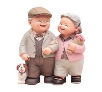 Figurine en résine pour couples de personnes âgées, jolie décoration pour gâteau d'anniversaire de mariage, statues d'anniversaire de mariage, statue de voiture de couple de personnes âgées,