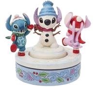 Enesco Corporation - Disney Stitch & Angel WSnowman Rotator 6In Figure