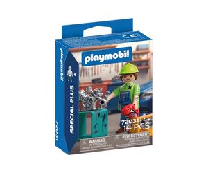 Figurine et Playset PLAYMOBIL 72031 Mécanicien et Outils Special Plus 14 pièces Vert/Bleu/Rouge