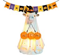 Figurine fantôme d'Halloween - Décoration animale effrayante lumineuse - Décoration de table d'Halloween pour jardin, terrasse, fenêtre, maison hantée, cheminée, chambre à coucher