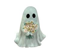 Figurine fantôme - Ornement de hallowen en résine de 7,87 pouces avec fleurs, décoration de bureau chaude | Statue de vacances fantôme pour maison, entrée, cabinet, salon, table ou bibliothèque